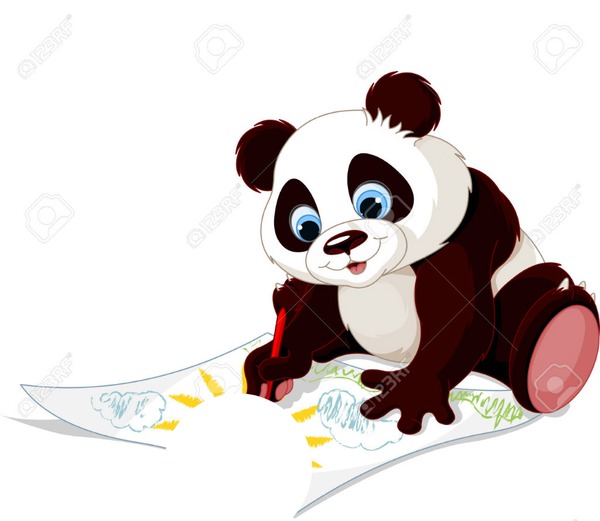 panda dessine Fotomontáž