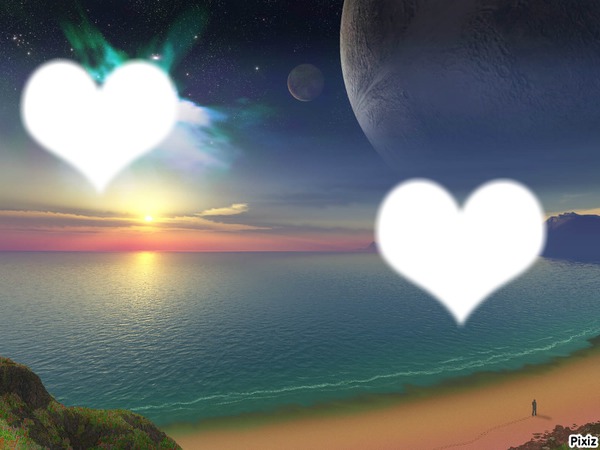deux coeur sur la plage Fotomontāža