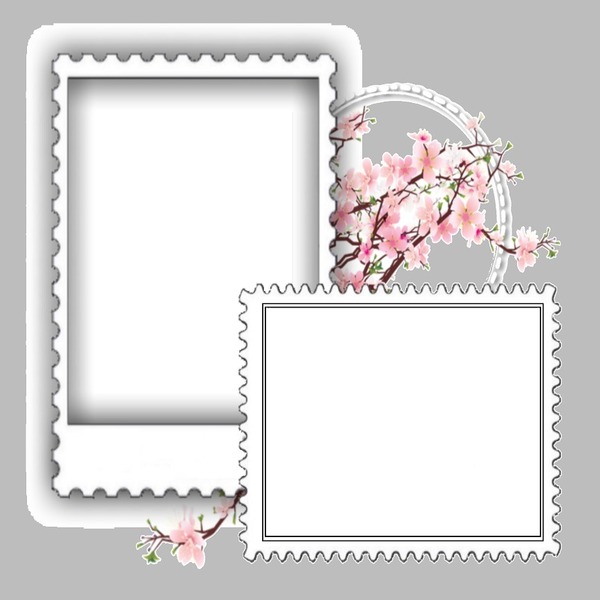 marco para 2 fotos, detalle flores. Photo frame effect