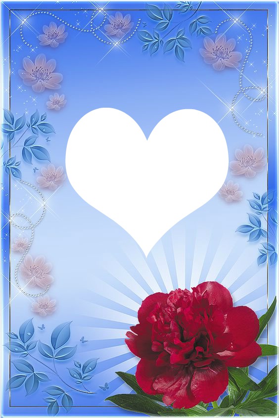 coeur avec fleure rouge Photo frame effect