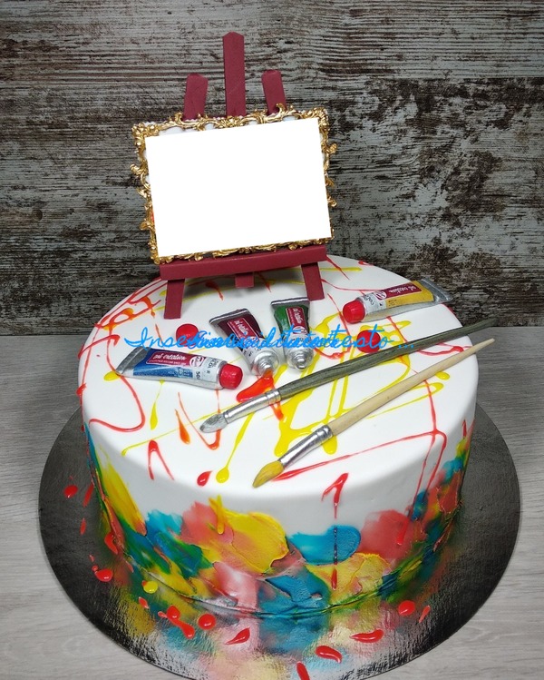 Torta di compleanno per pittore Fotómontázs