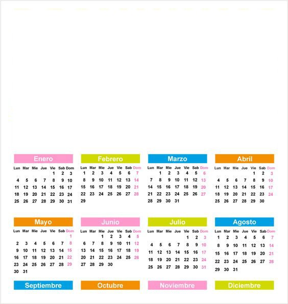 calendario en español 2016 Fotomontaggio