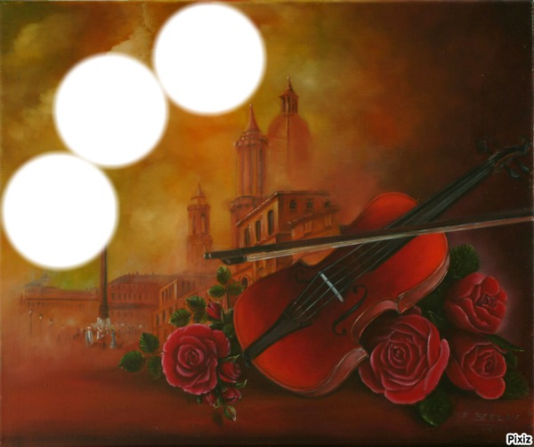 rose avec violon Photomontage