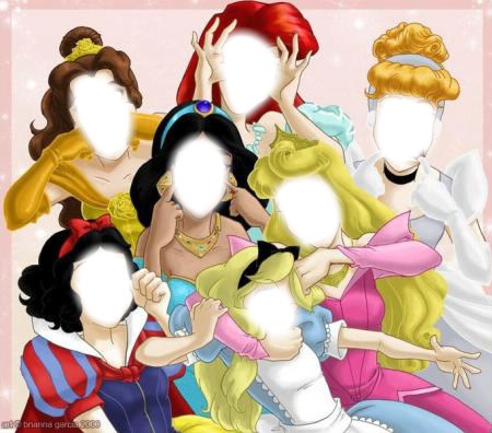 Princesses Disney Grimaces 7 visages Fotomontage