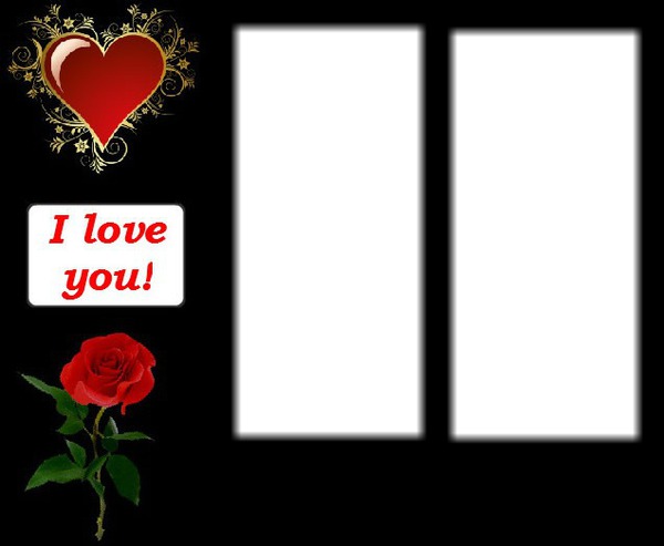 I love you rose heart 2 Photo frame effect