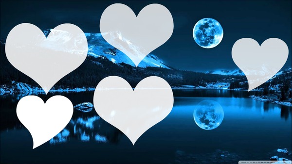 Heart of moonlight to night Photo frame effect