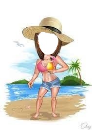 mujer playa animada Montaje fotografico