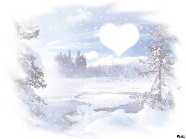 Avoir le coeur dans la neige Фотомонтажа