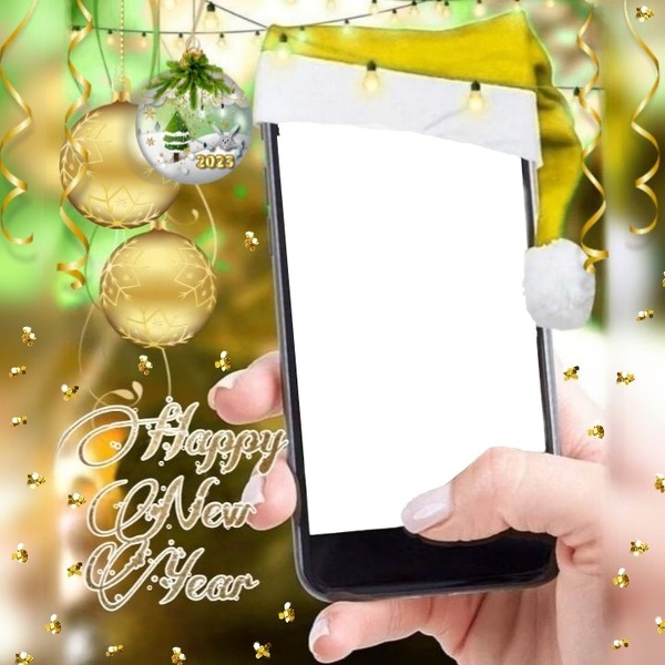 Happy New Year, celular Fotomontažas