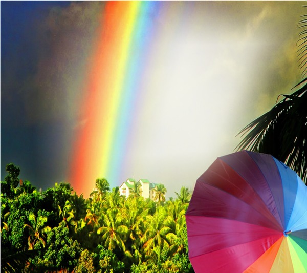 Liebe unterm Regenbogen Fotomontage