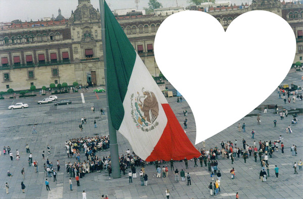 Mexico flag in Mexico City Photo frame effect