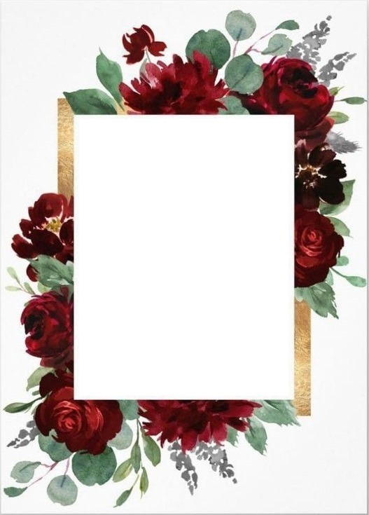 marco sobre rosas rojas. Fotomontasje