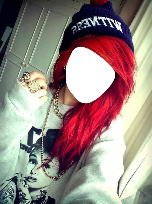 Girl Hair Red Emo Φωτομοντάζ