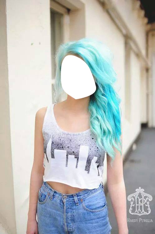 blue hair Photo frame effect