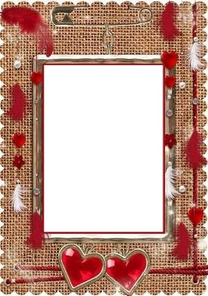 marco y corazones rojos. Photo frame effect