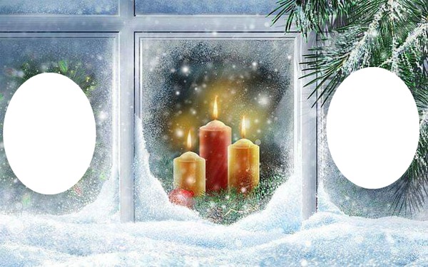 winter CANDLES Photo frame effect
