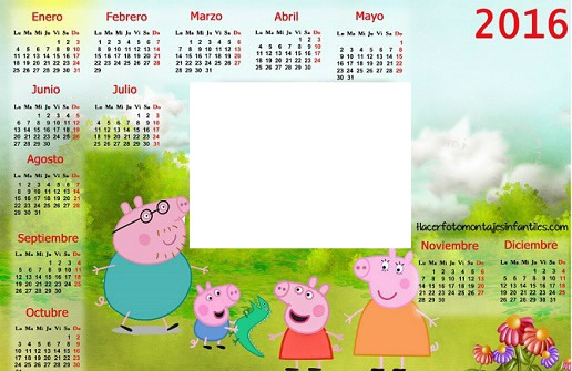 Calendario Peppa Pig 2016 Фотомонтаж