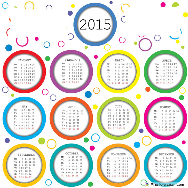 calendar 2015 Photo frame effect