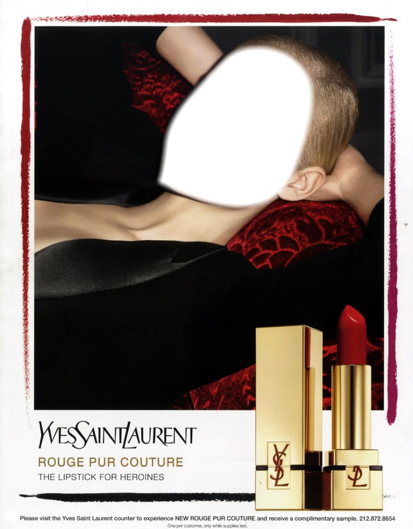 Yves Saint Laurent Rouge Pur Couture Ruj Afiş Sahne Yüz Fotomontáž