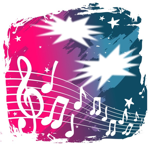 music blue and pink Photo frame effect