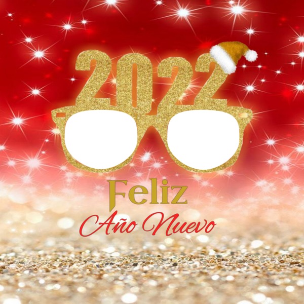 Feliz Año Nuevo 2022, anteojos, 2 fotos Photo frame effect