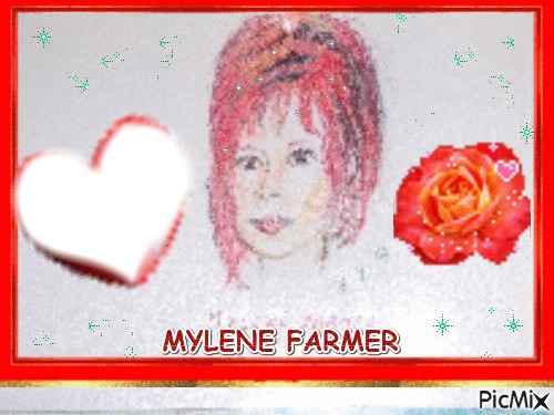 MYLENE FARMER (avec un coeur et une rose) dessiner par GINO GIBILARO Fotomontage