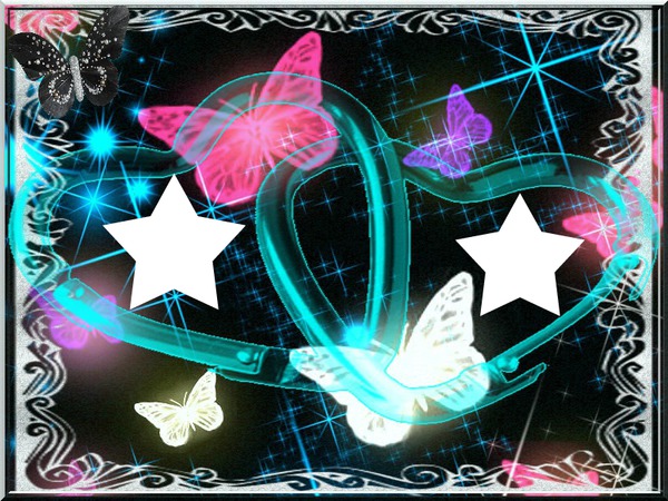 papillons couleur fluo 2 photos Фотомонтаж