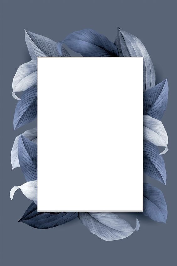 marco sobre fondo y hojas azules, 1 foto Fotomontaż