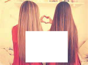 2 filles + coeur 1 photo Photomontage