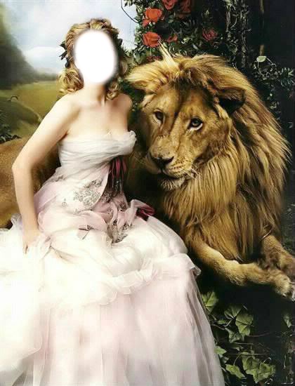 femme au lion Montaje fotografico