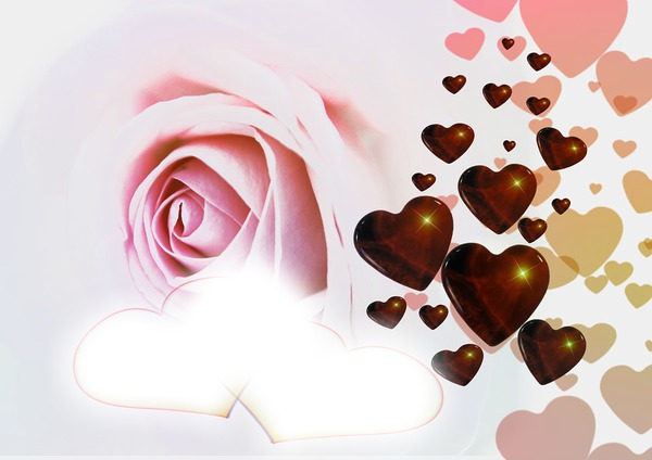 Rosen mit Herzen Fotomontasje