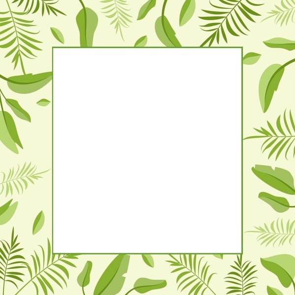 marco y hojas verdes. Montaje fotografico