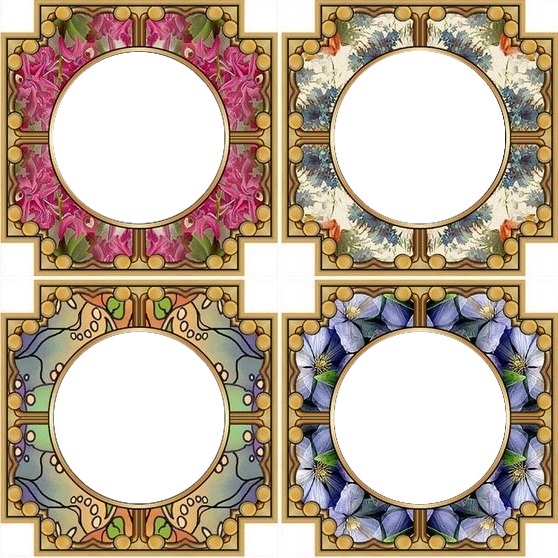 marcos circulares, collage 4 fotos. Fotomontaggio