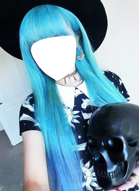 Blue hair girl Photo frame effect