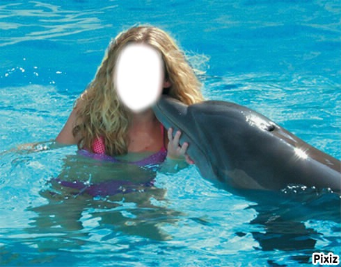 fille avec dauphin Fotomontagem