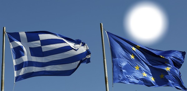 Greece and European Union flag フォトモンタージュ