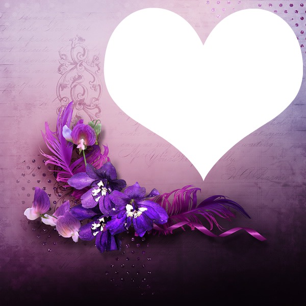 coeur fleur violette フォトモンタージュ
