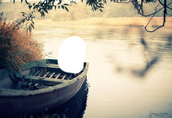 la barque sur le lac Фотомонтаж