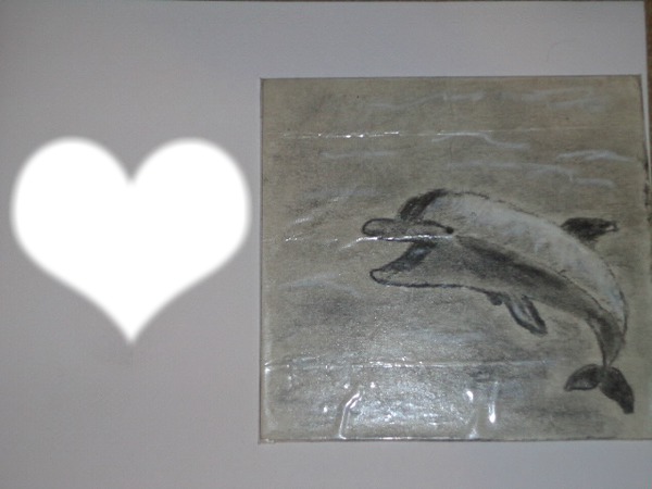 Un dauphin avec coeur (dauphin dessinée par GINO GIBILARO) フォトモンタージュ
