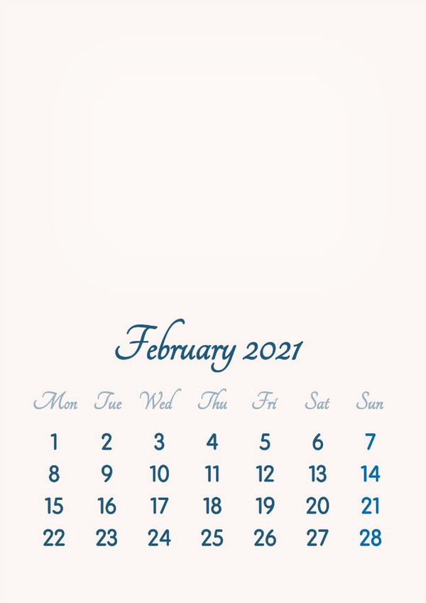 February 2021 // 2019 to 2046 // VIP Calendar // Basic Color // English Fotomontažas