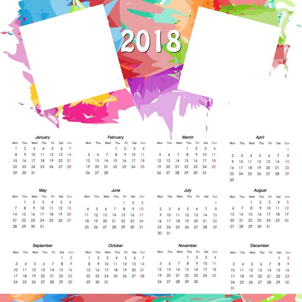 2018 calendar Fotomontaż