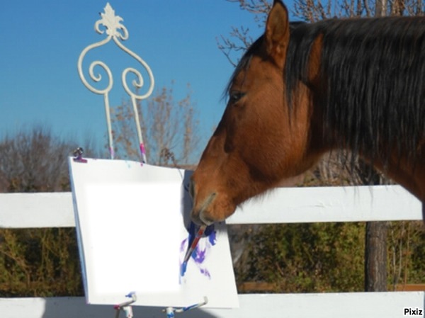 cheval peinture Фотомонтажа