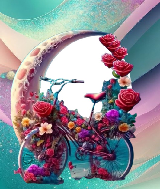 Cc Bicicleta con rosas Montaje fotografico