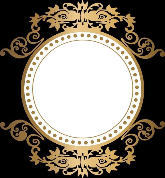 marco circular con corona dorada. Fotomontaža