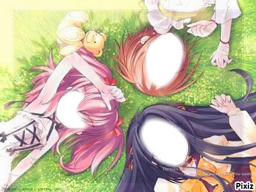 3 filles manga Valokuvamontaasi