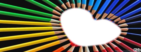 crayons de couleurs coeur Photo frame effect