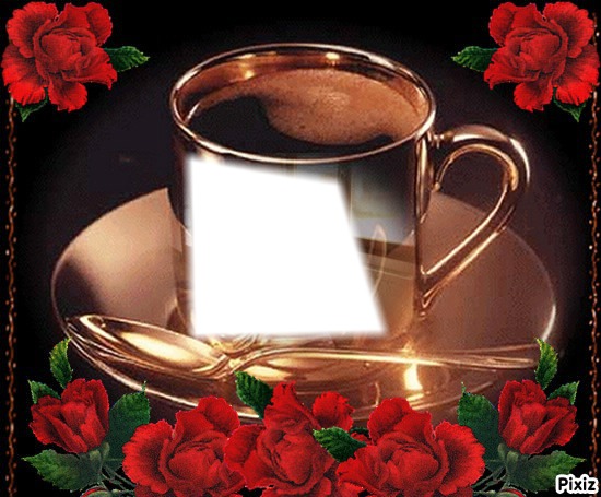 une tasse de cafe personalisé. Montage photo