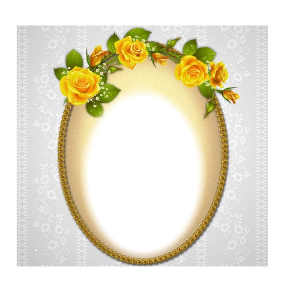 cadre ovale fleurs jaunes Фотомонтаж