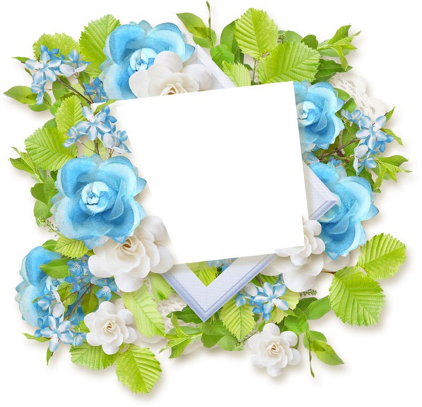cadre fleur bleue Фотомонтаж