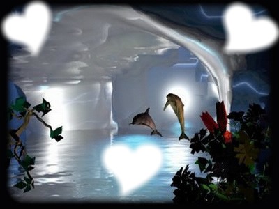 dauphins coeurs Photo frame effect